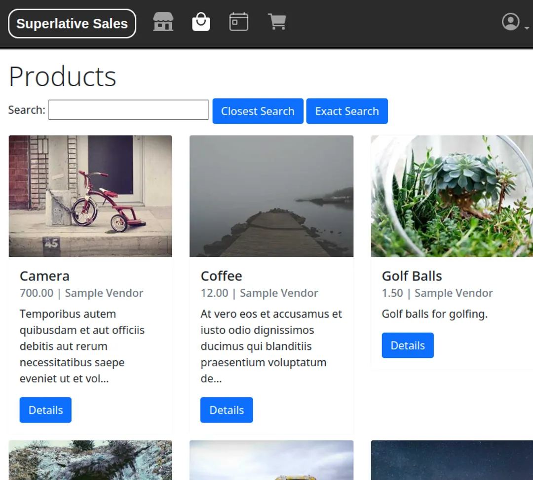 Mobile Products view