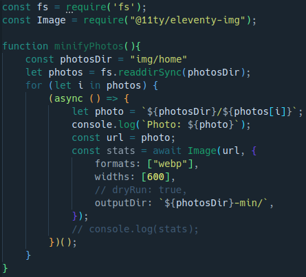 Code to minify all the images in a folder.